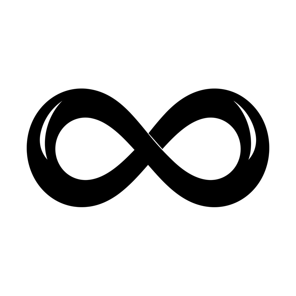Bold black infinity symbol with two tapered crossing loops