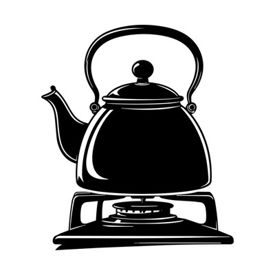 Kettle On Stove Retro Front SVG cut file