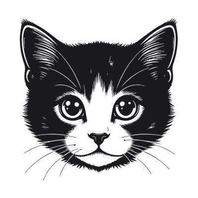 Kitten Face Thickline Side SVG cut file