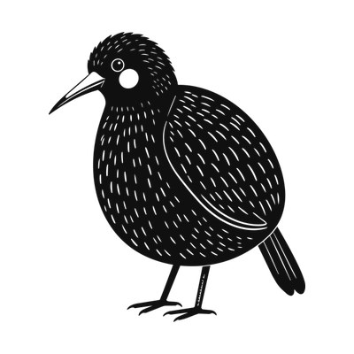 Kiwi Bird Doodle Side SVG cut file