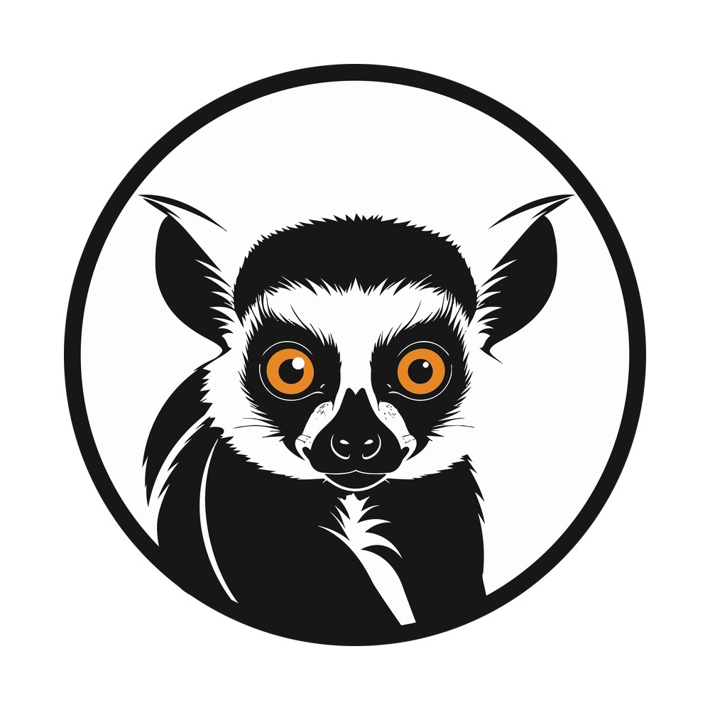 Lemur Silhouette – original artwork without the sticker border