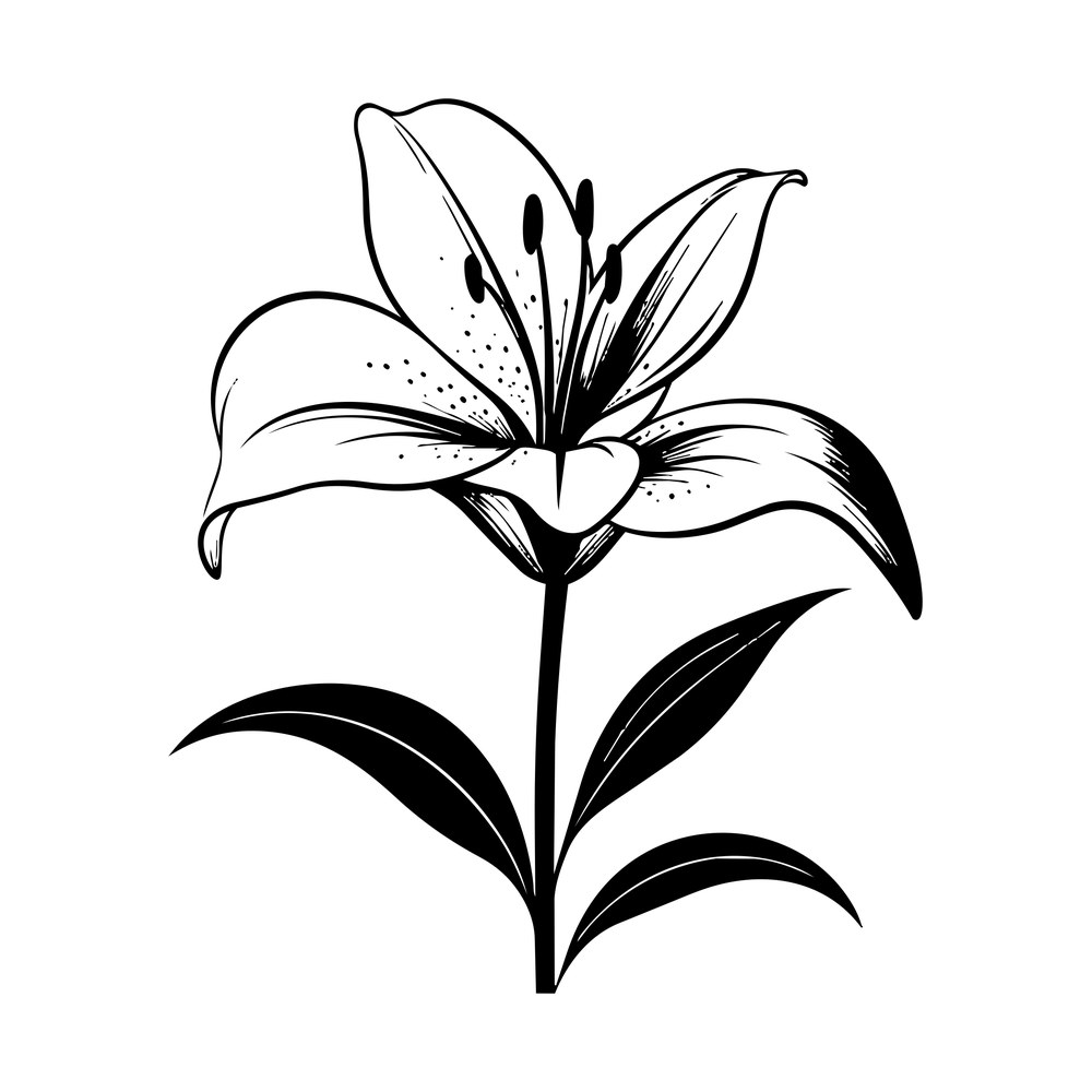 Lily Line SVG cut file – SVG, PNG, DXF