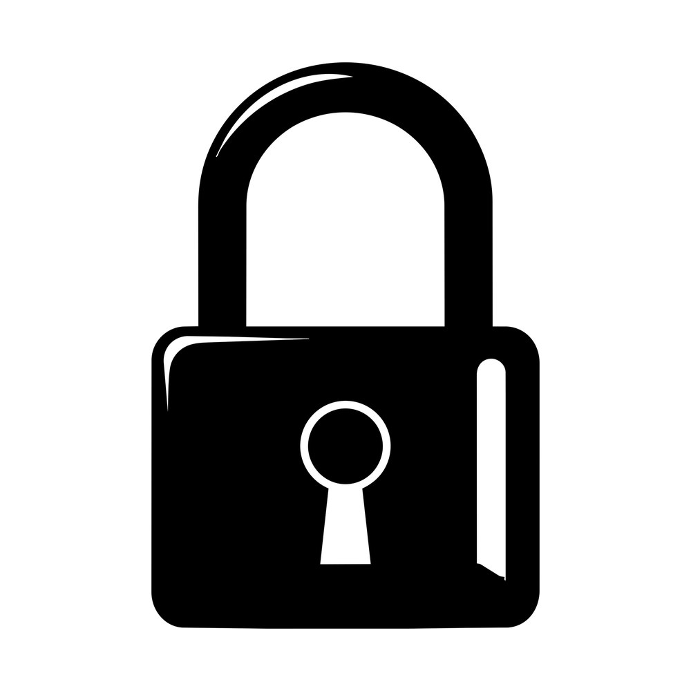 Solid black padlock sticker with rounded shackle and round keyhole