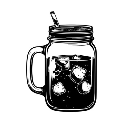 Mason Jar Drink Retro SVG cut file