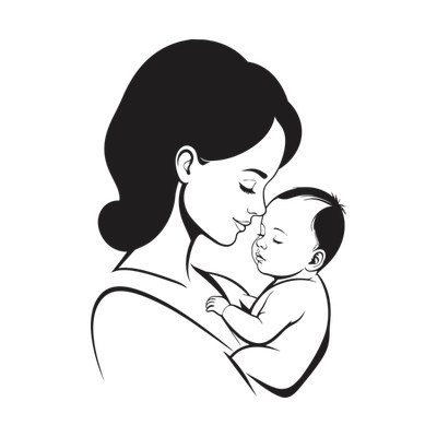 Mom And Baby Thickline SVG cut file
