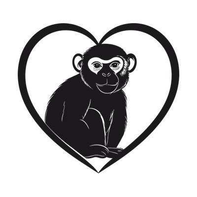 Monkey Heartframe Side SVG cut file