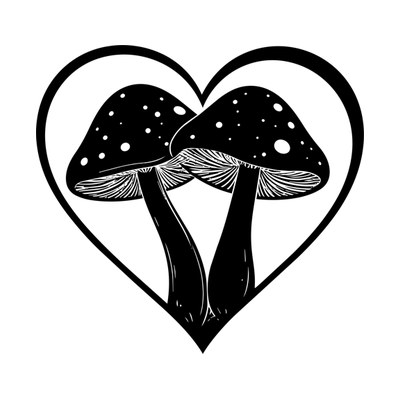 Mushroom Pair Heartframe Side SVG cut file