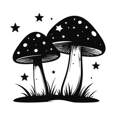 Mushroom Pair Stars Side SVG cut file