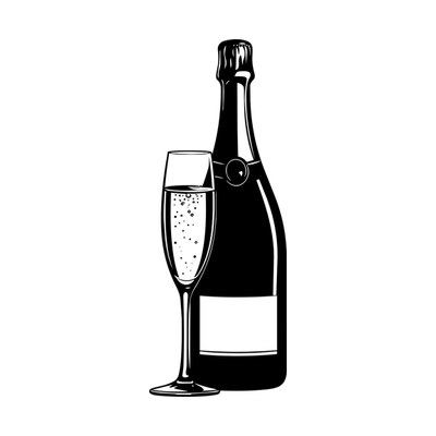New Year Champagne SVG cut file