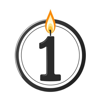 Number One Candle Badge Front SVG cut file