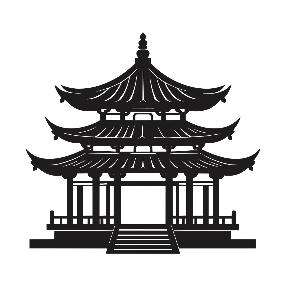 Pagoda Sticker Front – original artwork without the sticker border