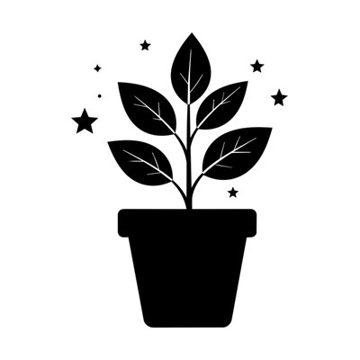 Potted Plant Stars Side SVG cut file