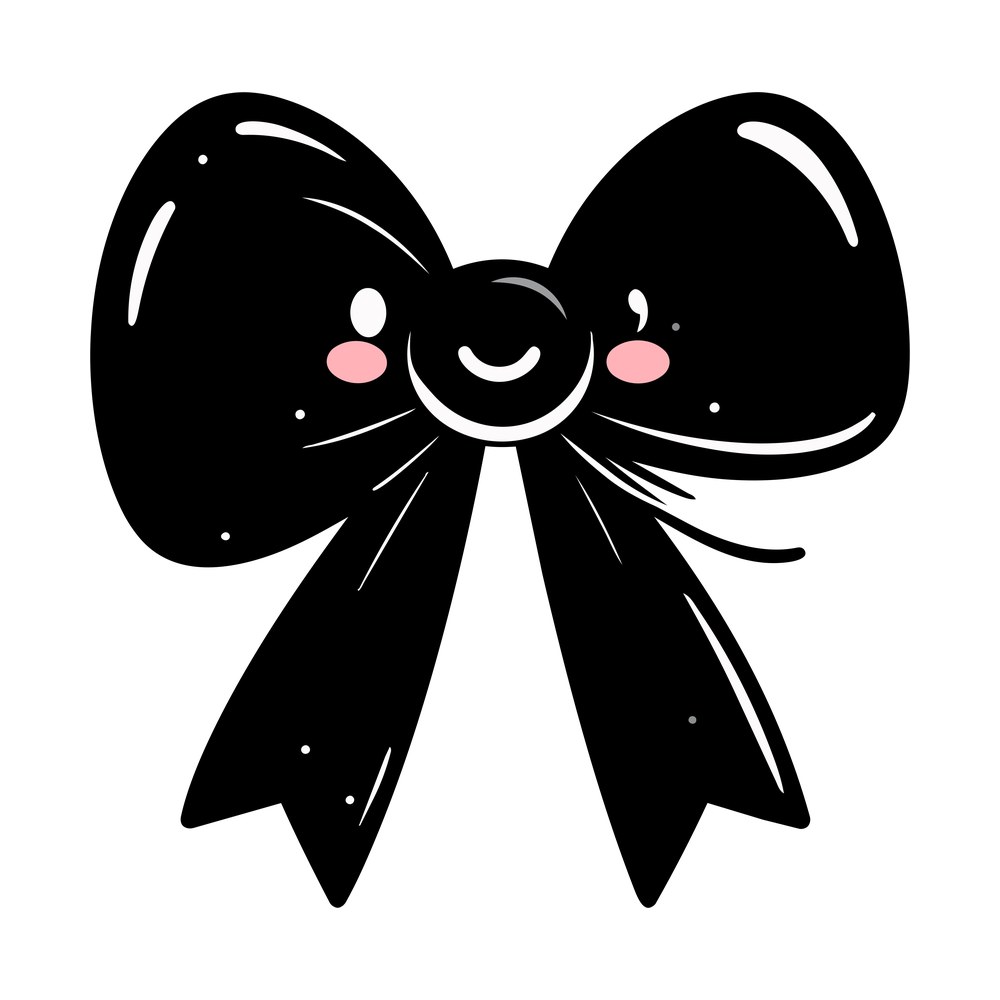 Ribbon Bow Cartoon – original artwork without the sticker border