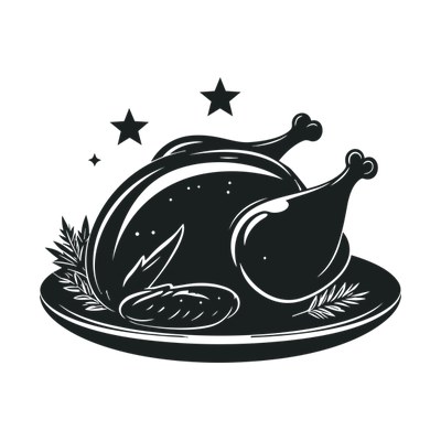 Roast Turkey Plate Stars Front SVG cut file