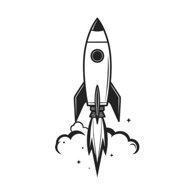 Rocket Launch Thickline Side SVG cut file