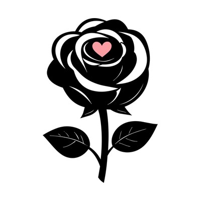 Rose With Heart Chunky SVG cut file