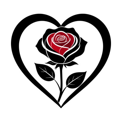 Rose With Heart Heartframe Front SVG cut file