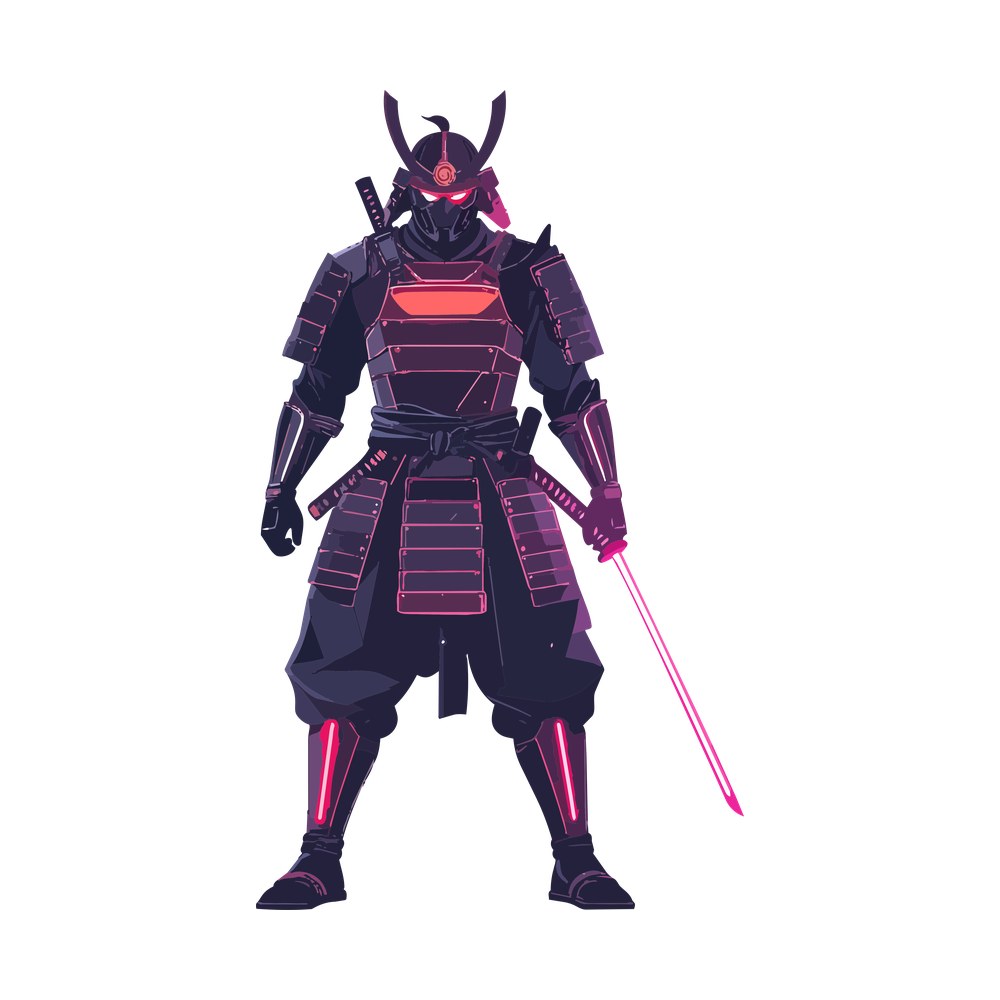 Samurai Warrior Sticker Front – original artwork without the sticker border