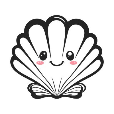 Scallop Shell Cartoon Front SVG cut file