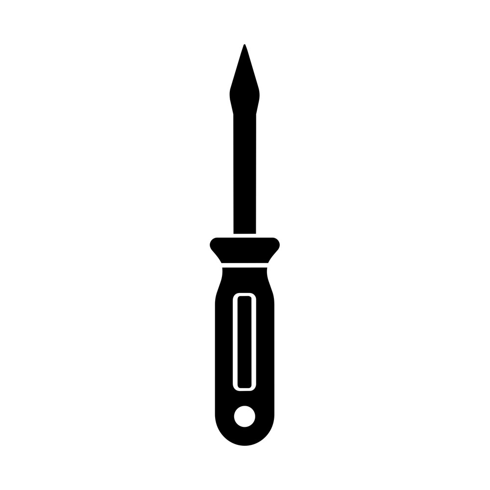 Black silhouette sticker of a flat-head screwdriver with a grooved handle and hanging hole