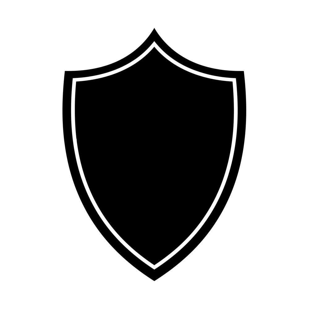 Black heraldic shield sticker with a pointed base and a thin inner outline