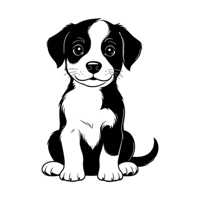 Sitting Puppy Doodle Front SVG cut file