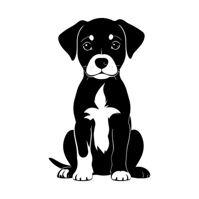 Sitting Puppy Minimal Front SVG cut file