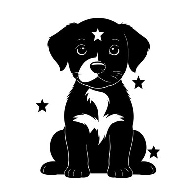 Sitting Puppy Stars SVG cut file