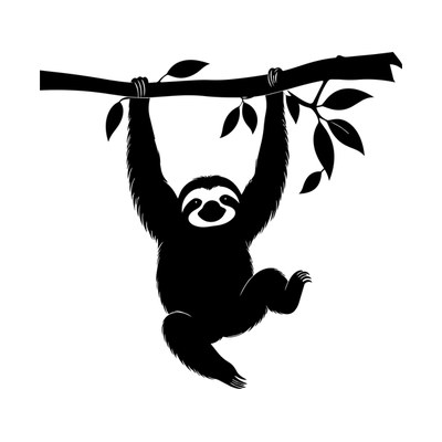 Sloth Hanging Silhouette SVG cut file