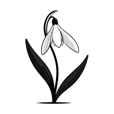 Snowdrop Thickline Front SVG cut file