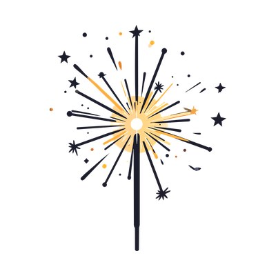 Sparkler Kawaii Front SVG cut file