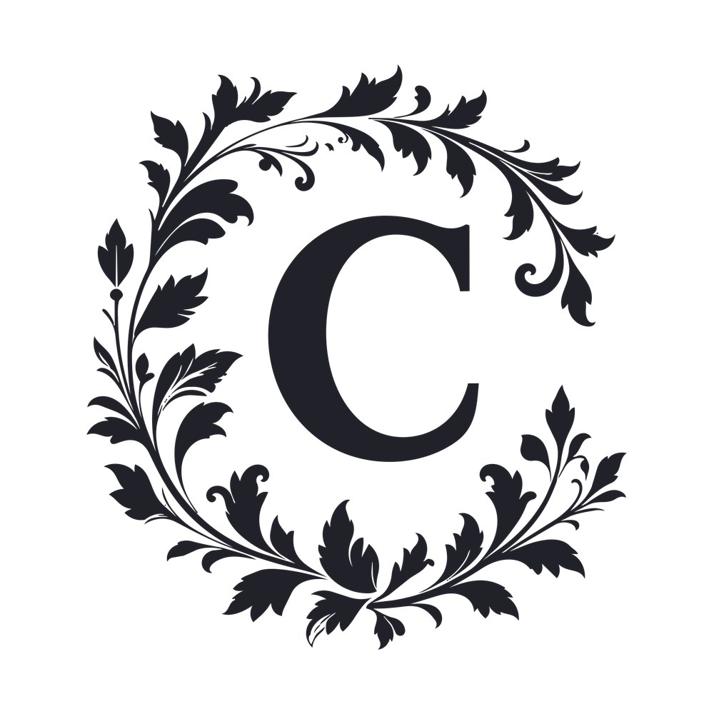 Split Monogram C SVG cut file – SVG, PNG, DXF