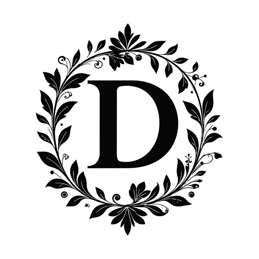 Split Monogram D SVG cut file – SVG, PNG, DXF