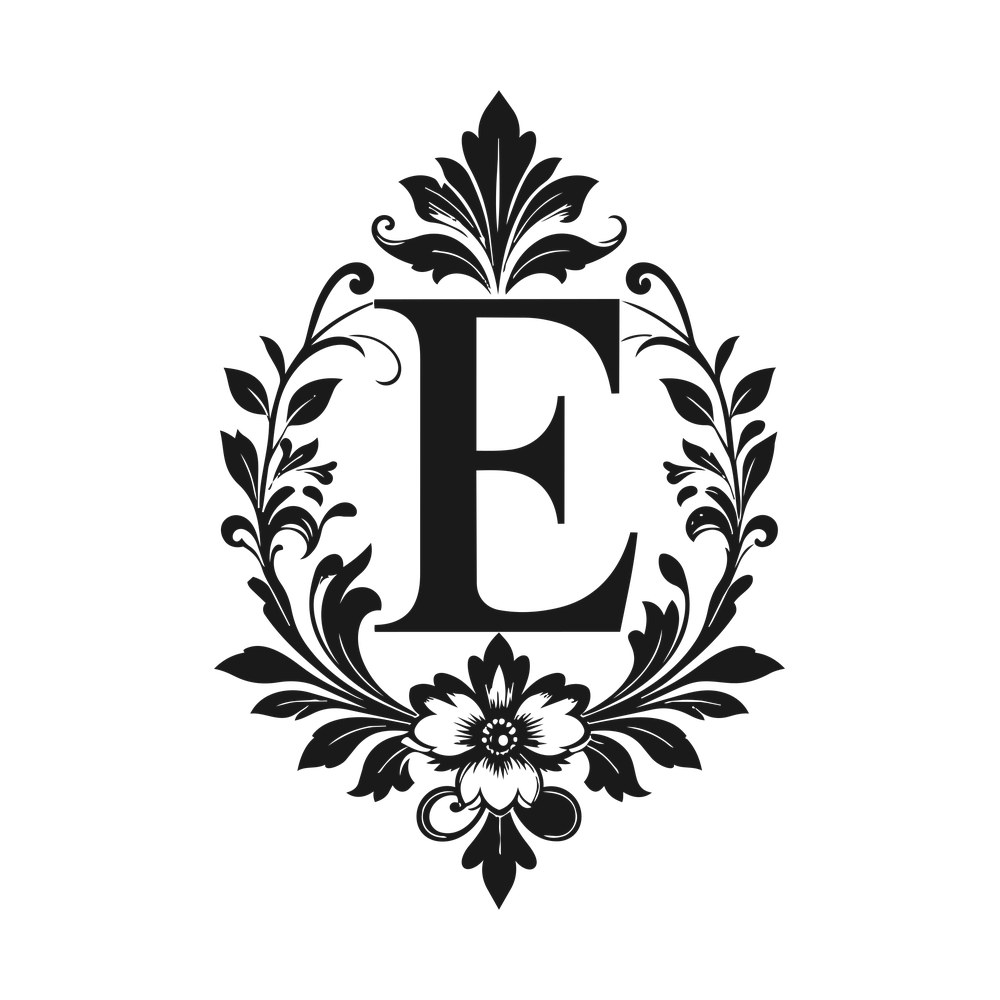 Split Monogram E SVG cut file – SVG, PNG, DXF