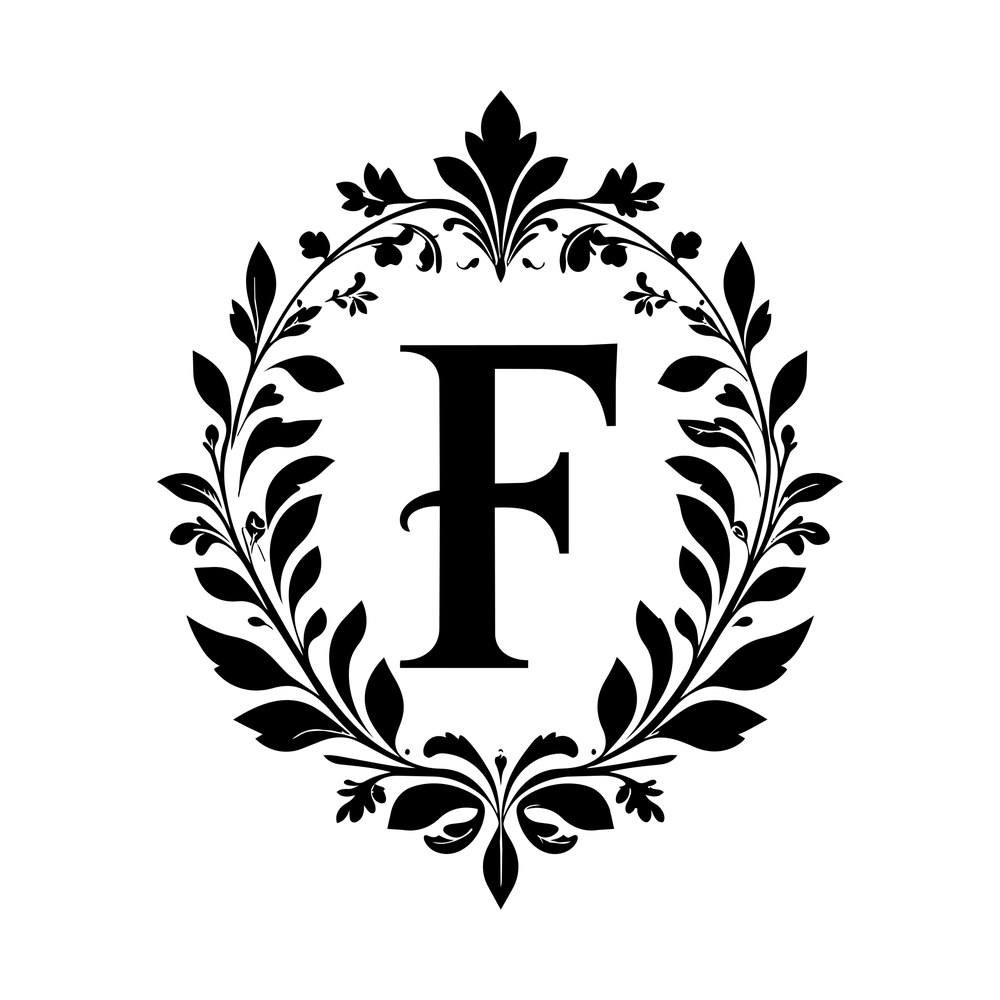Split Monogram F SVG cut file – SVG, PNG, DXF