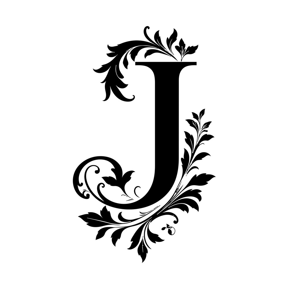Split Monogram J SVG cut file – SVG, PNG, DXF