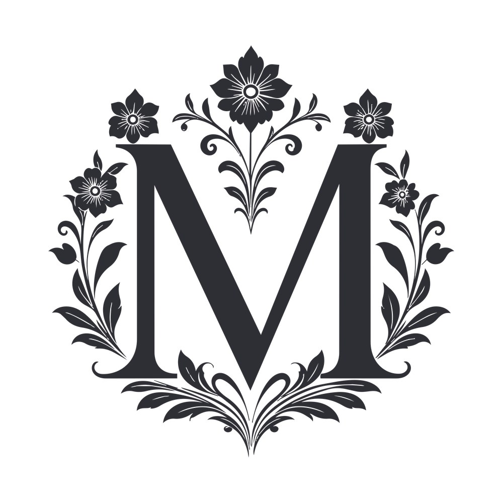 Split Monogram M SVG cut file – SVG, PNG, DXF