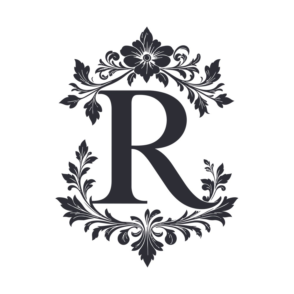 Split Monogram R SVG cut file – SVG, PNG, DXF