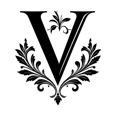 Split Monogram V SVG cut file
