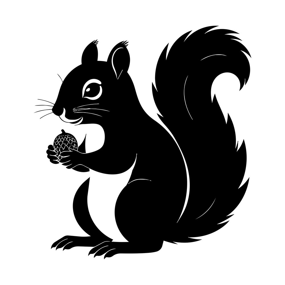 Squirrel With Acorn Sticker Front – original artwork without the sticker border