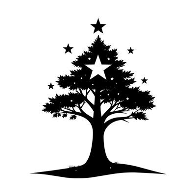Star On Tree Stars Side SVG cut file