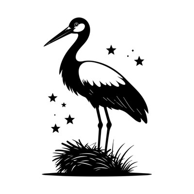Stork With Bundle Stars Side SVG cut file