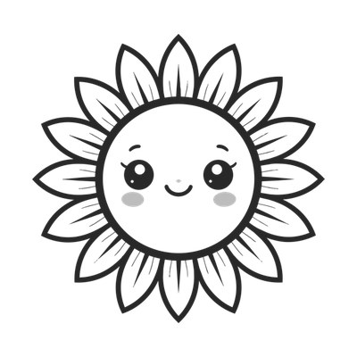 Sunflower Head Kawaii Front SVG cut file