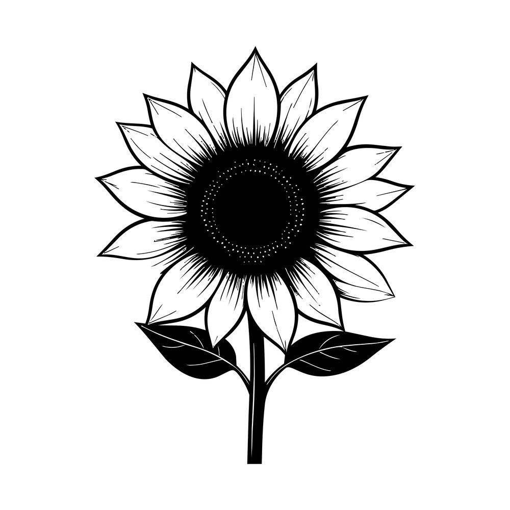 Sunflower Line SVG cut file – SVG, PNG, DXF