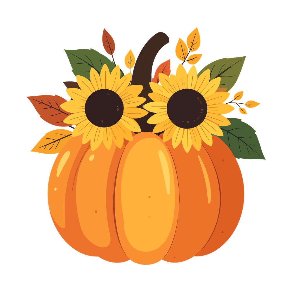 Sunflower Pumpkin Sublimation PNG + SVG – SVG, PNG
