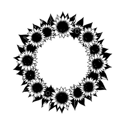 Sunflower Wreath SVG cut file