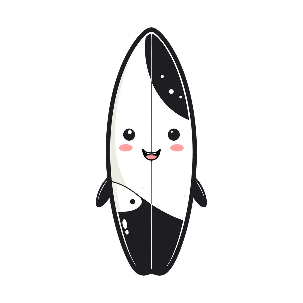 Surfboard Kawaii Front – original artwork without the sticker border