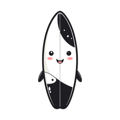 Surfboard Kawaii Front SVG cut file