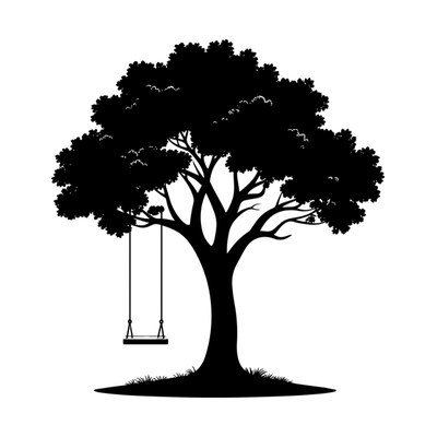 Tree With Swing Bold Side SVG cut file