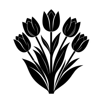 Tulip Bunch Bold Front SVG cut file